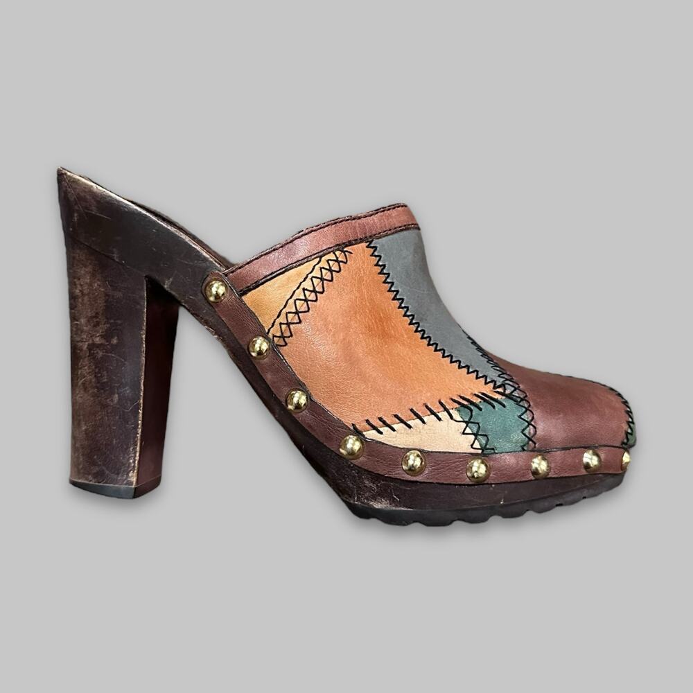 Vintage Coach Patchwork Leather High Heel Clogs – Women’s Size 6.5 - Picture 2 of 7